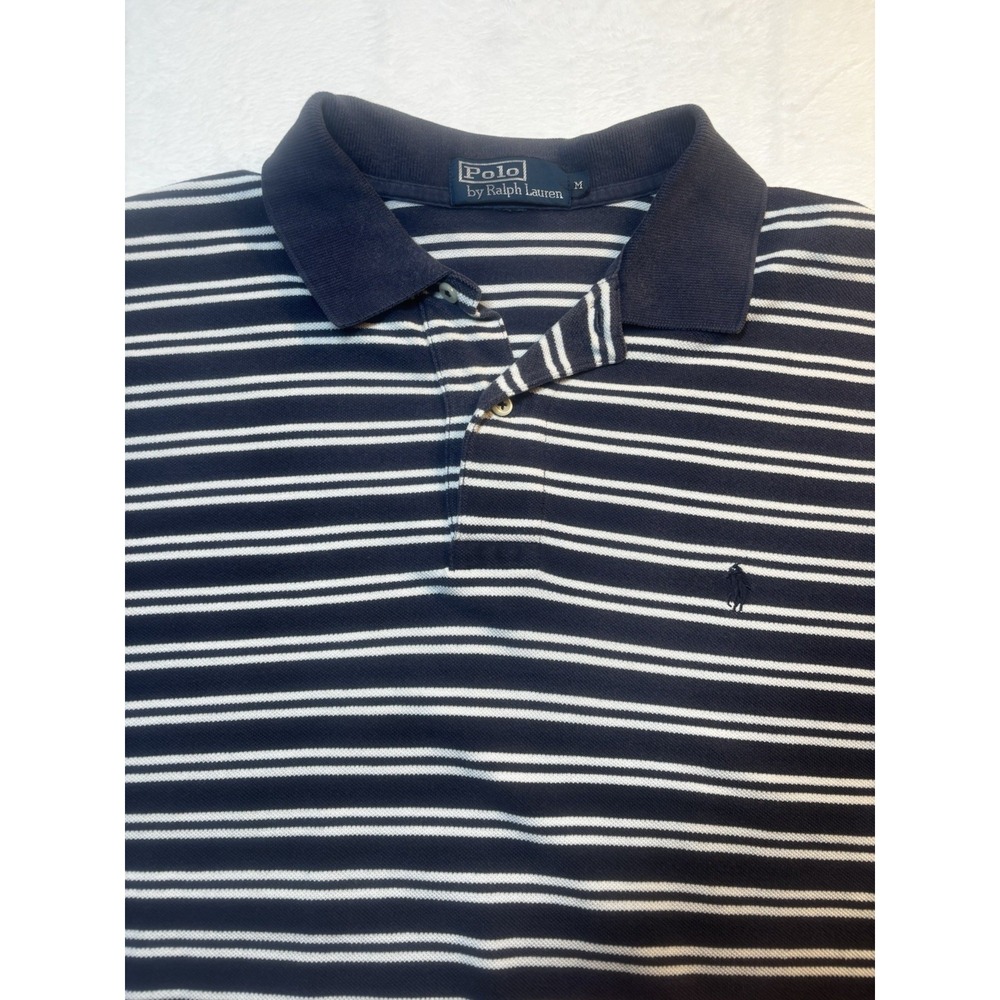 Polo Ralph Lauren Polo Men's Medium Short Sleeve Blue Pony Striped VTG